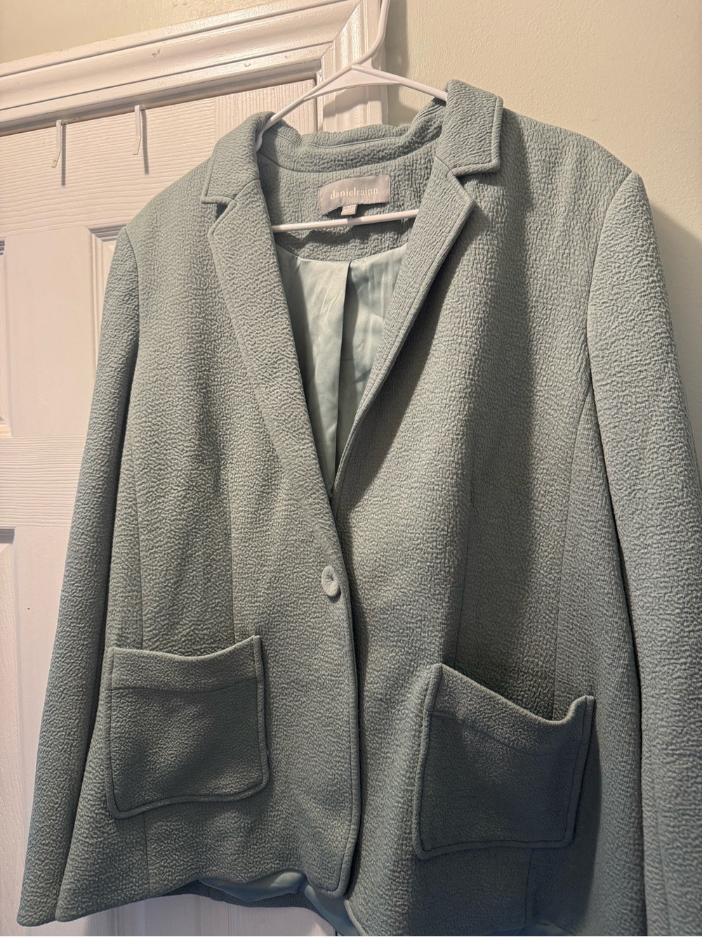 Daniel Rainn Soft Sage Green Single-Button Textured Blazer